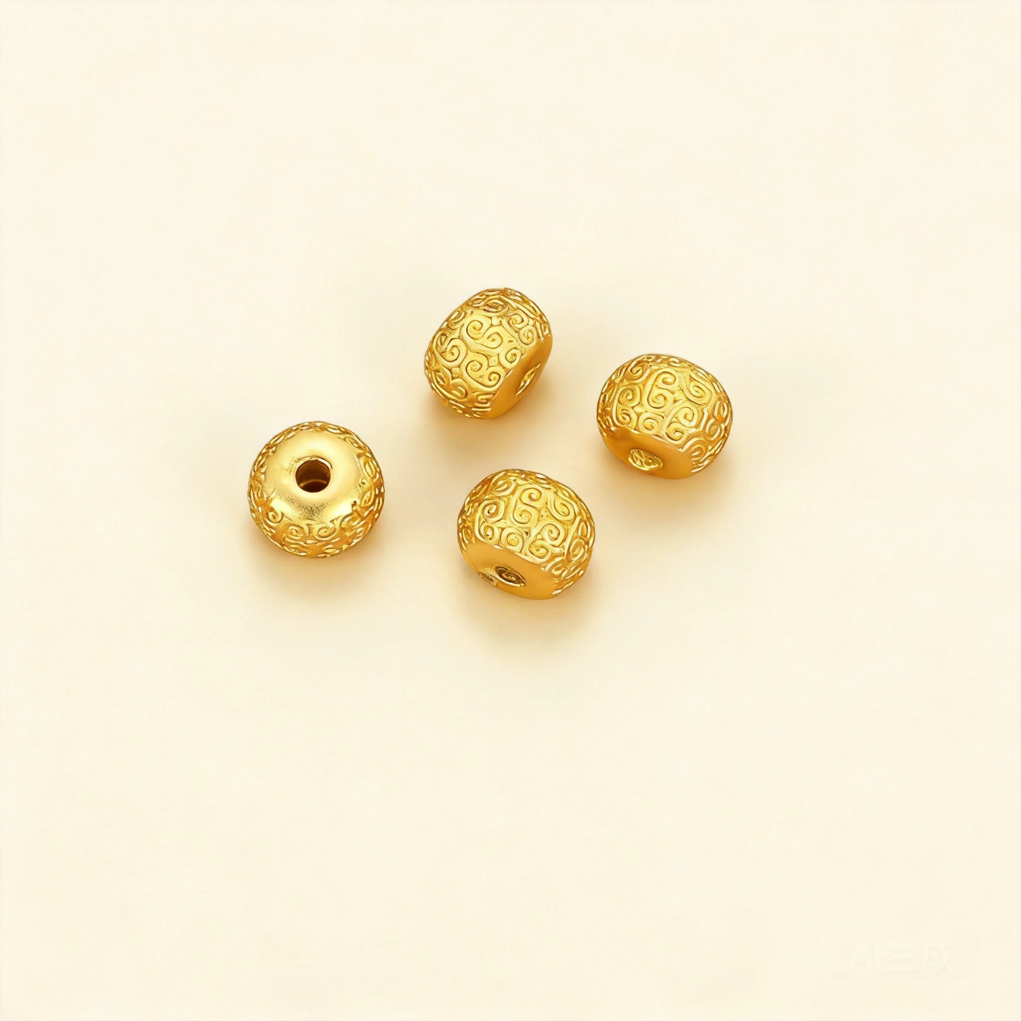 Chinese Style Auspicious Good Lucky Rich Blessing Tarnish Resistant Sand Gold Cloud Pattern Barrel Spacer Beads For Diy Bracelet