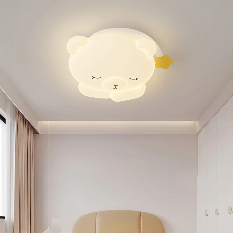 Imagem -05 - Bonito Urso Nightcap Led Luzes de Teto Lâmpada para Quarto das Crianças Moderna Lâmpada Quente Quarto Princesa Romântico Quarto da Menina