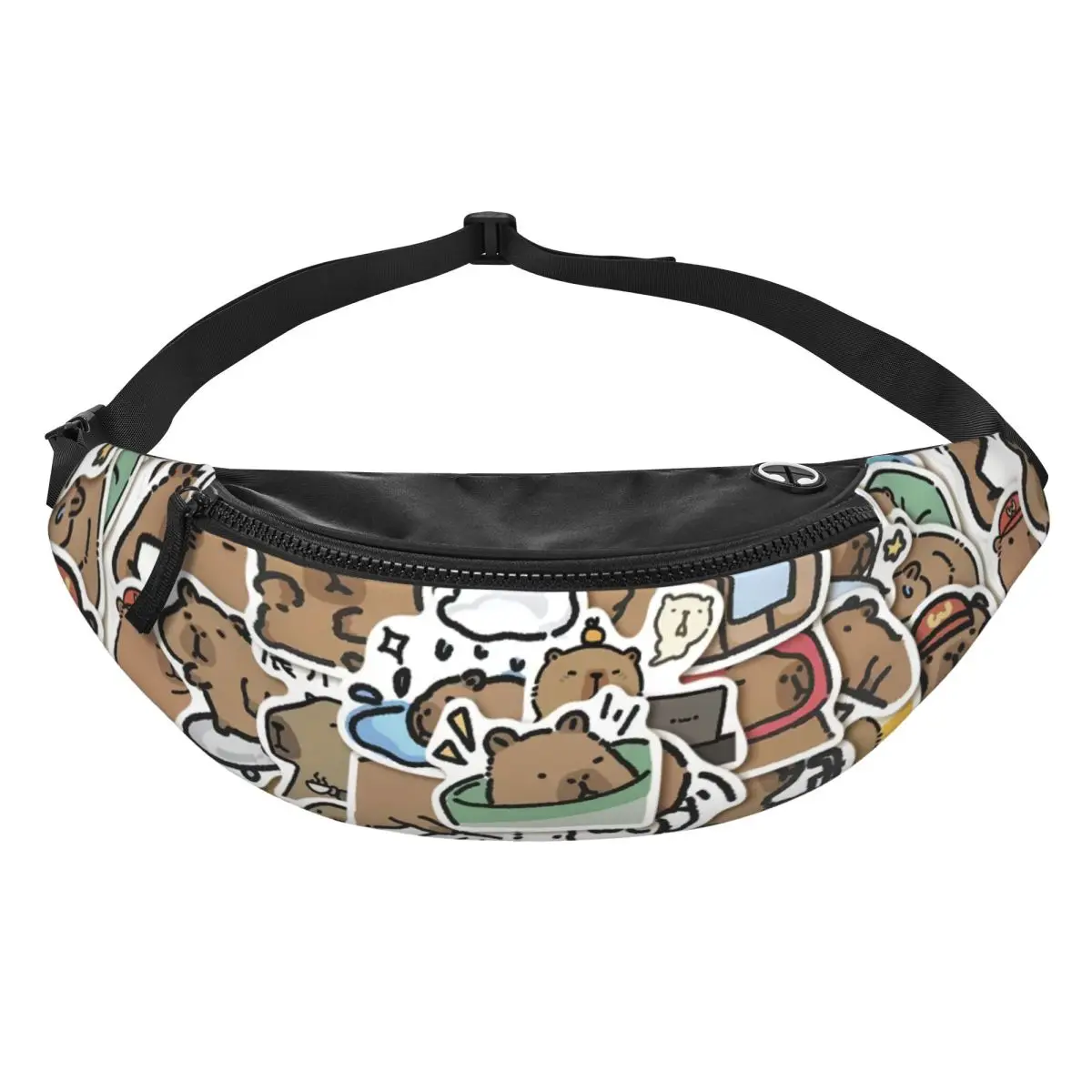 Custom Cute Giant Cavy Capybara Collage Fanny Pack for Women Men Fashion Crossbody Waist Bag Travel Hiking Phone Money Pouch