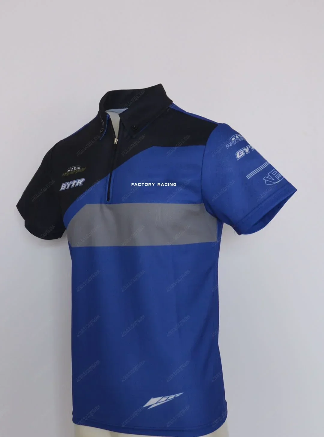 MX Gp For Yamaha Factory Racing GYTR M1 Superbike Motocross Motorcycle Riding Men's Polo Shirt Summer Blue Grey Quick Dry Zipper