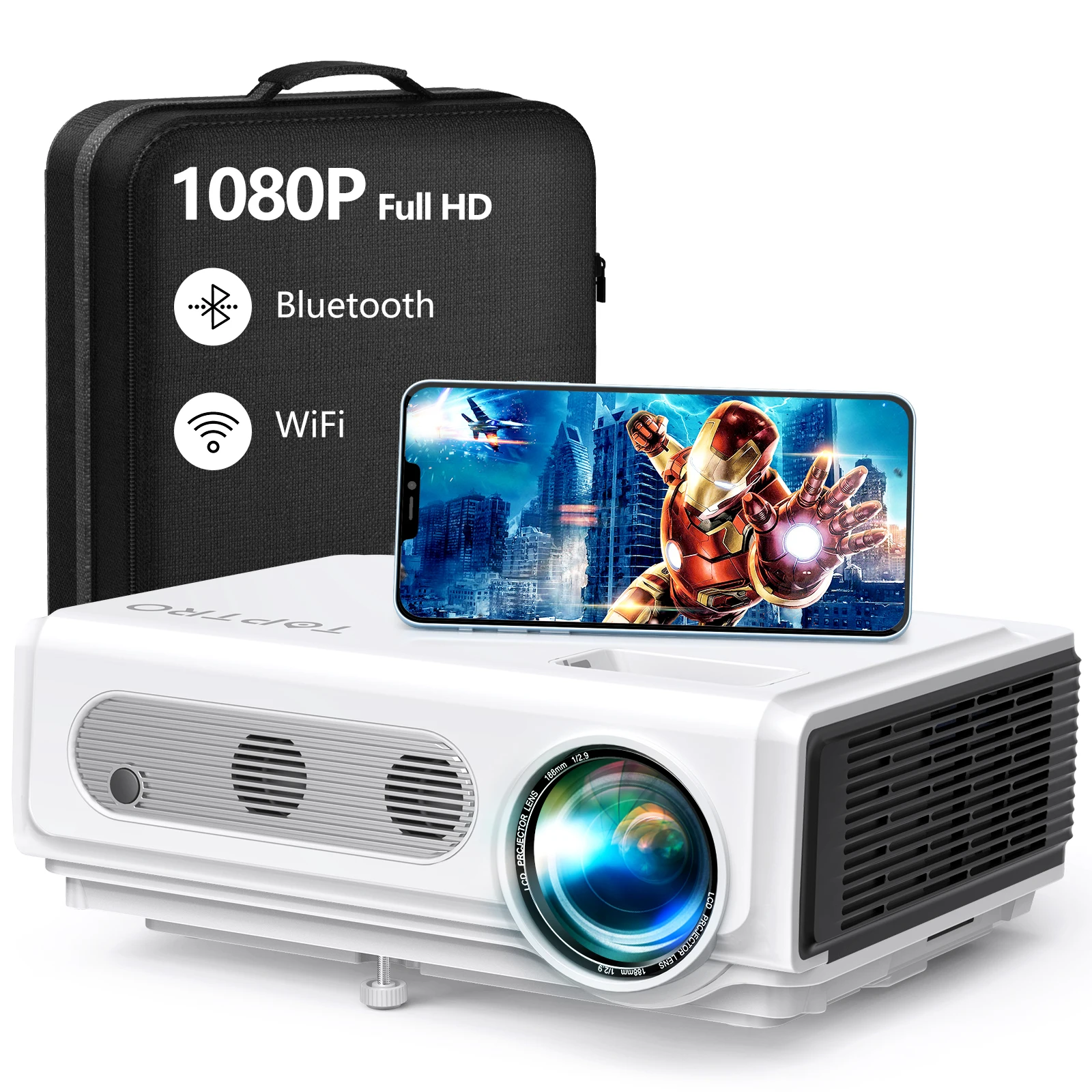 TOPTRO TR82 프로젝터 4K 7500L WiFi BT5.0 프로젝터 네이티브 1080P 지원 iOS / Android/TV 스틱용 4K 홈시어터 프로젝터
