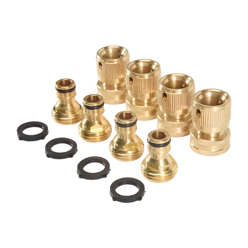 

A35F New Garden Hose Quick Connector Solid Brass,3/4 Inch GHT Thread Fitting No-Leak Water Hose Female And Male Adapter