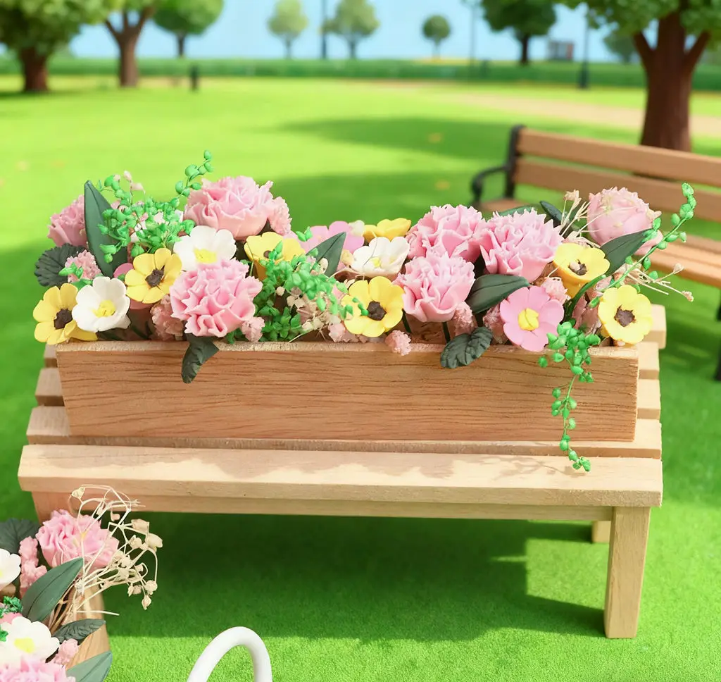 

2 шт. Новое поступление 1:12pi кукольный домик цветочный горшок ручной работы - розовый мини-кашпо с крошечными цветочными деталями для микро сцены и поделок в подарок