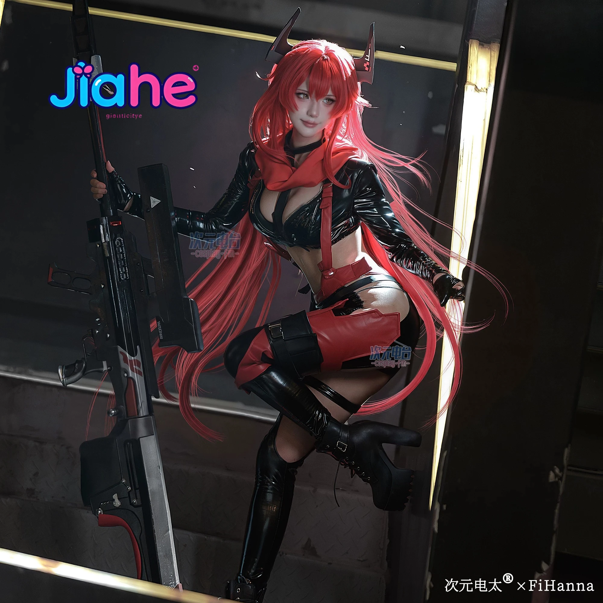 

Костюм для косплея по игре NIKKE: Аниме-персонаж Красная Шапочка, кожаная куртка, короткая юбка, перчатки, головной убор, сексуальная униформа для женщин на Хэллоуин