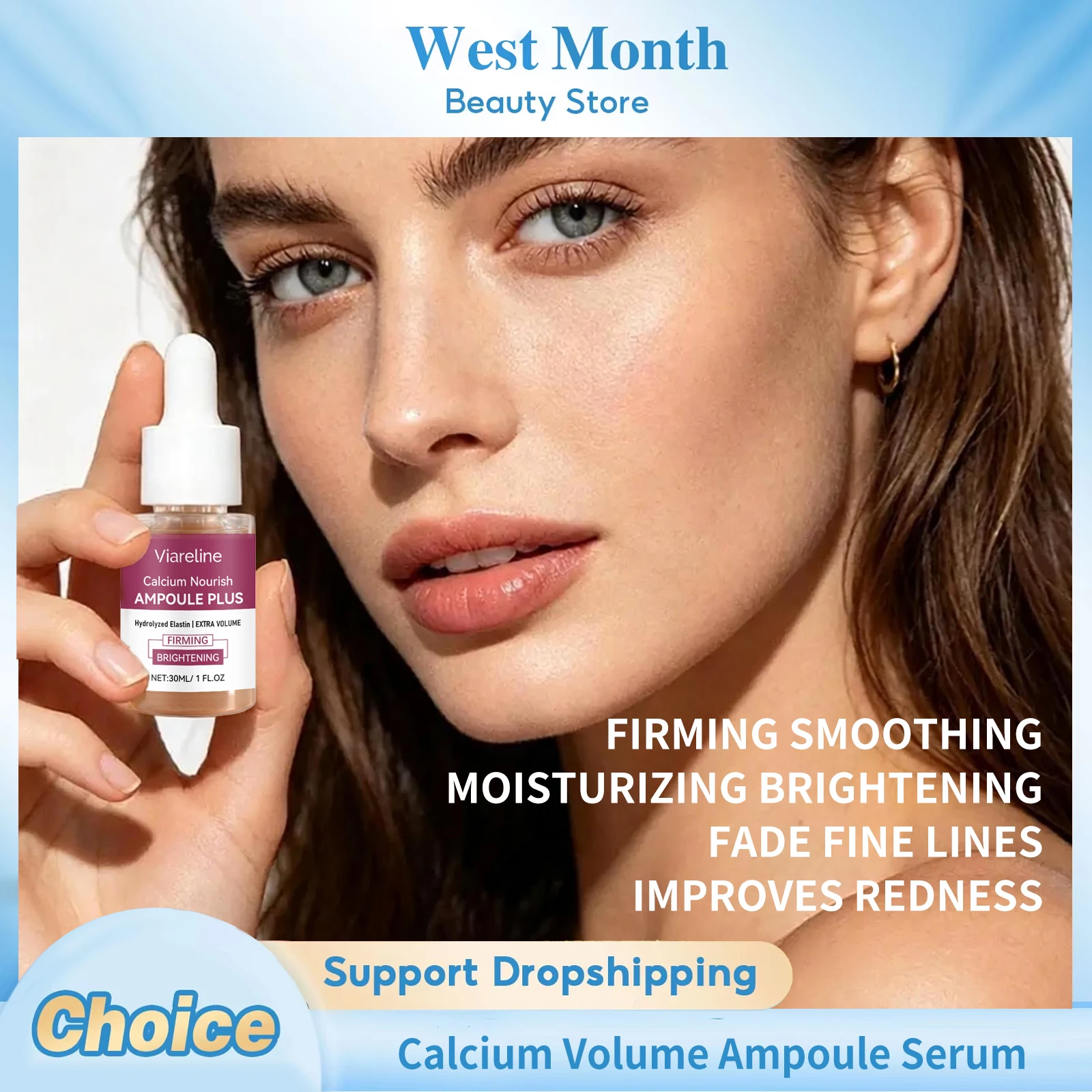 Calcium Volume Ampoule Serum Firming Smoothing Fade Fine Lines Deep Moisturizing Brightening Revitalizing Hydrating Facial Serum