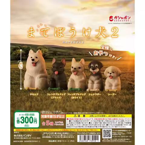 Original capsule toys cute Machibouke dog Part.2 Samoyed French Bulldog Schnauzer Shih sticks tongue with bone waiting ornaments