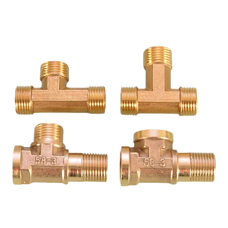 1PCS Extended 1/2 BSP Female Male Tee 3 Ways Splitter Brass Pipe Fitting Water Gas Oil DN15 Home Garden