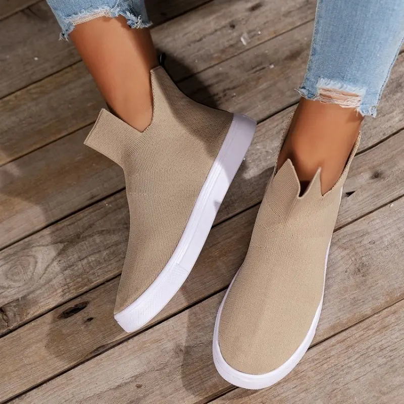 

Универсальные модные повседневные женские ботинки на плоской подошве без застежек с глубоким носком и круглым носком, зимние короткие ботинки с резинкой, большие размеры 43