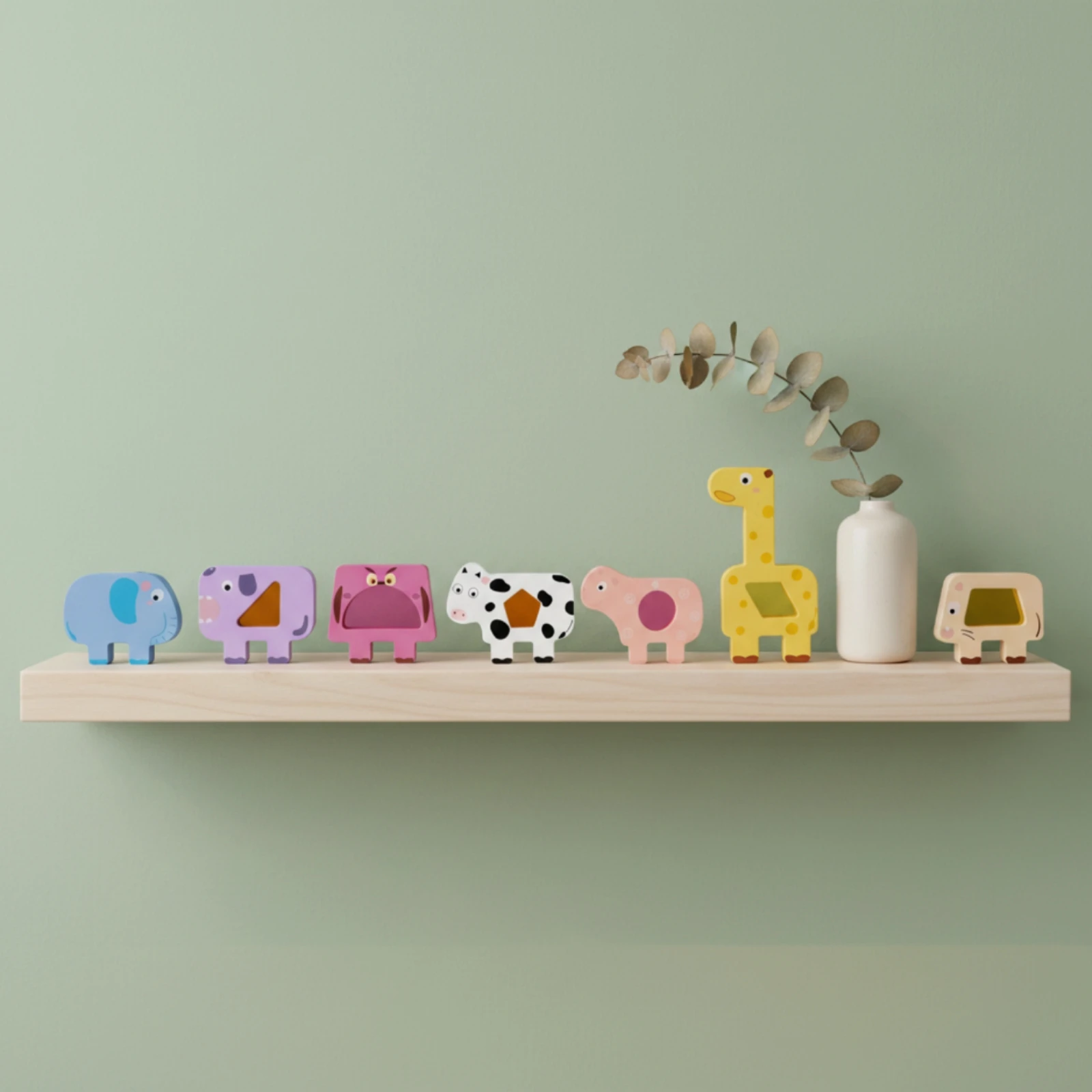 10 Pieces Wooden Animal Stacking Puzzle Toddler-Friendly Animal Stacking Game Wooden Balancing Blocks Rounded Edges Balance Game
