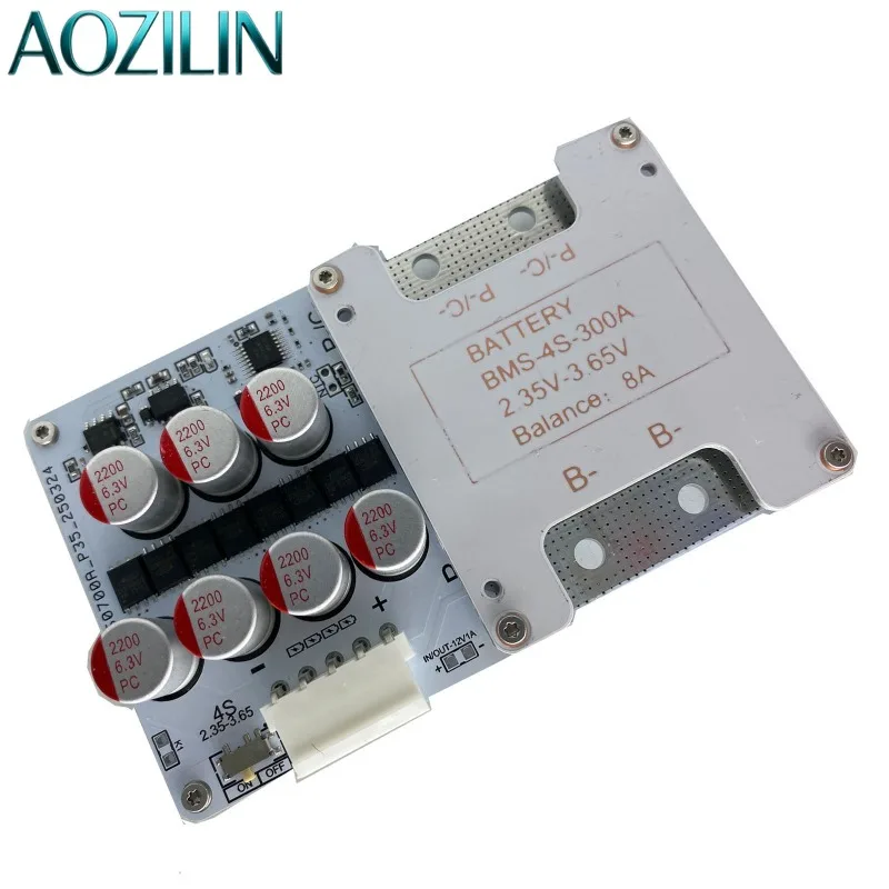 New 4S 100A LiFePO4 BMS with Active Balancer, 12V Lithium Battery Protection Board, Continuous 100A Peak 300A for Overseas Use