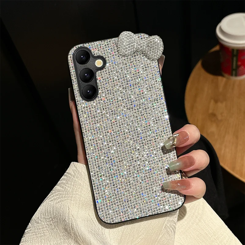 Luxuriöse Glänzende 3D-Kunstdiamant-Schleifenknoten-Handyhülle für Samsung Galaxy S26 Ultra S25 S24 S23 S22 Plus FE S25Edge Liebliche Weiche Schutzhülle – Detail 3