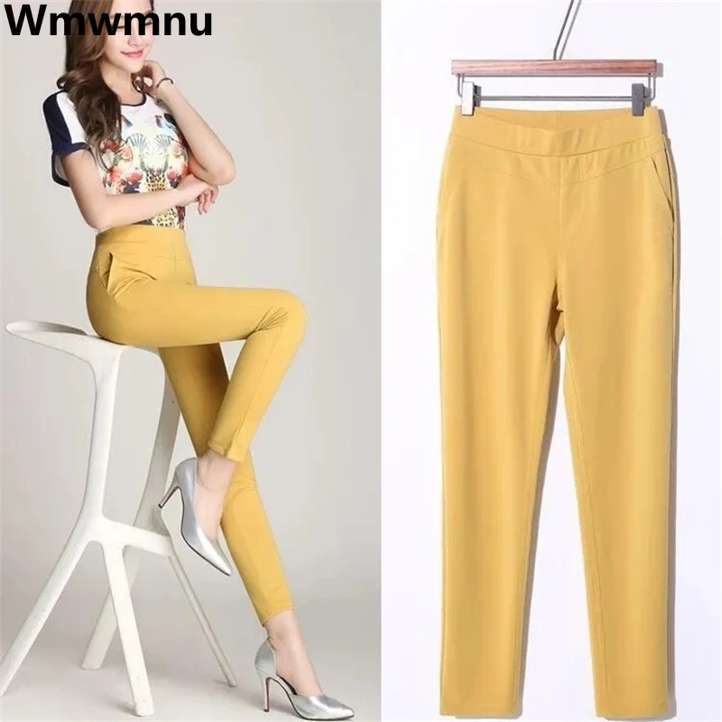 Summer Baggy Stretch Casual Pants Ankle-length Korean Fashion Pantalone Elegant Straight Trousers Plus Size 5xl New Thin Spodnie