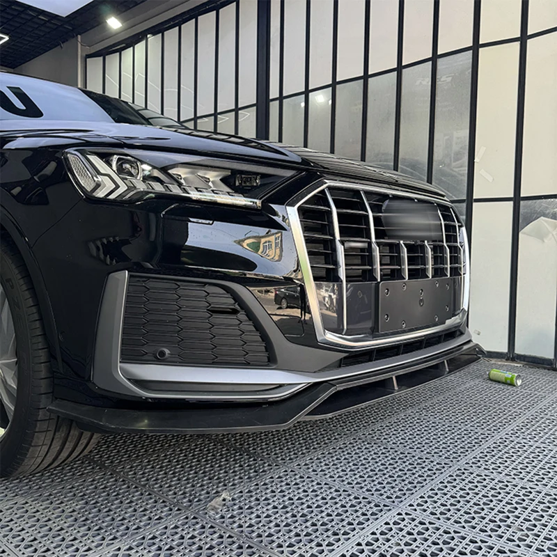 For 2020-2024 Auai Q7 S-Line High Quality ABS 4Pcs Car Front Lip Bumper Spoiler Glossy Black Modification Accessories Body Kit