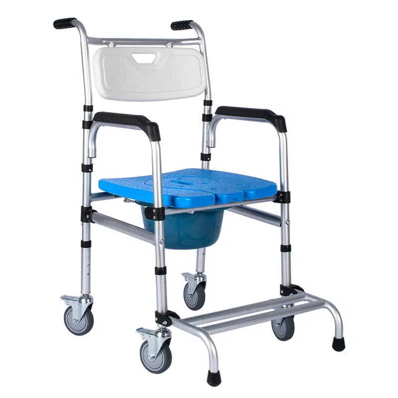 The elderly mobile toilet chair cart bathroom bath chair disabled paralyzed elderly wheeler folding