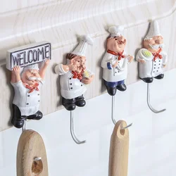 Powerful Cartoon Chef Racks Holders Hook Adhesive Door Clothes Coat Hat Bathroom Towel Hook Hanger Kitchen Wall Key Holder