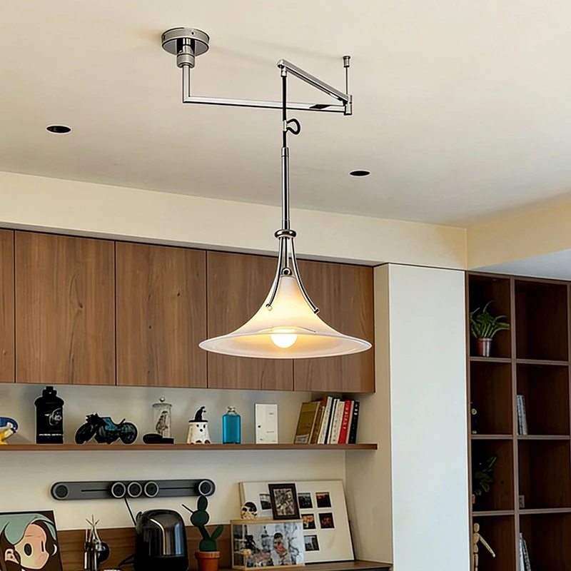 Bauhaus Italian Glass Pendant Lamps for Living Room Kitchen Island Restaurant Movable Rocker Arm Dining Table LED Pendant Light