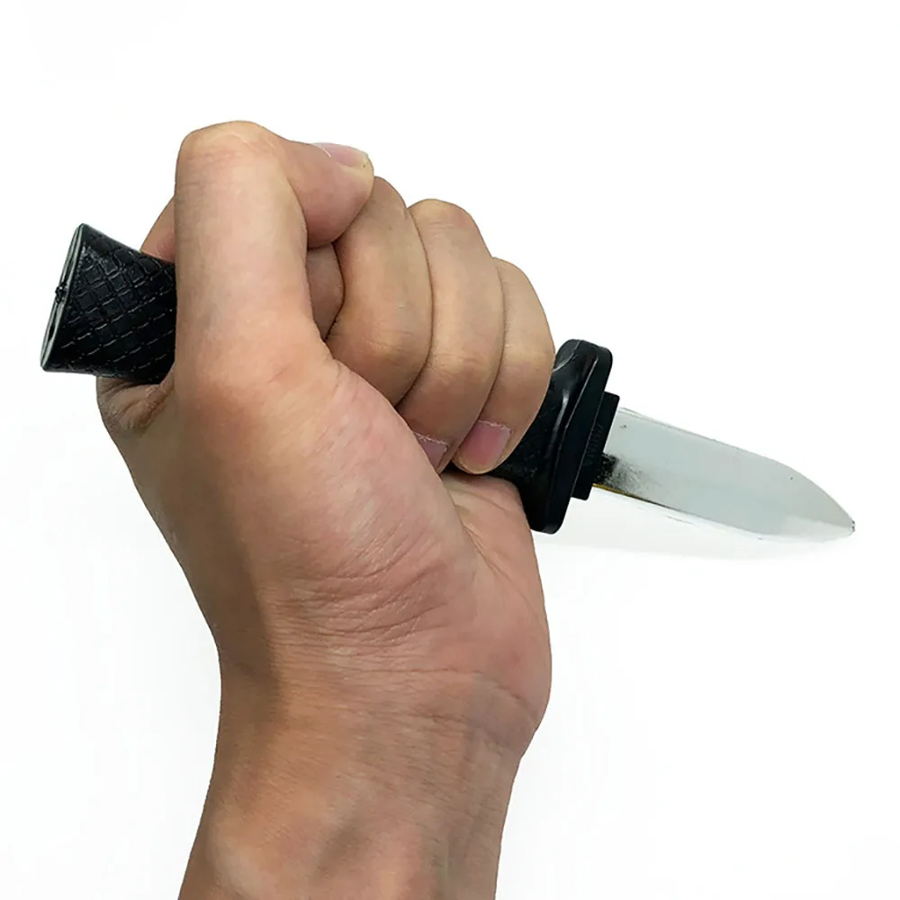 دعائم سكين الهالوين القابلة للسحب، سكين مضحك يختفي للأطفال، سكين بلاستيكي مزيف، ألعاب مزحة الهالوين
