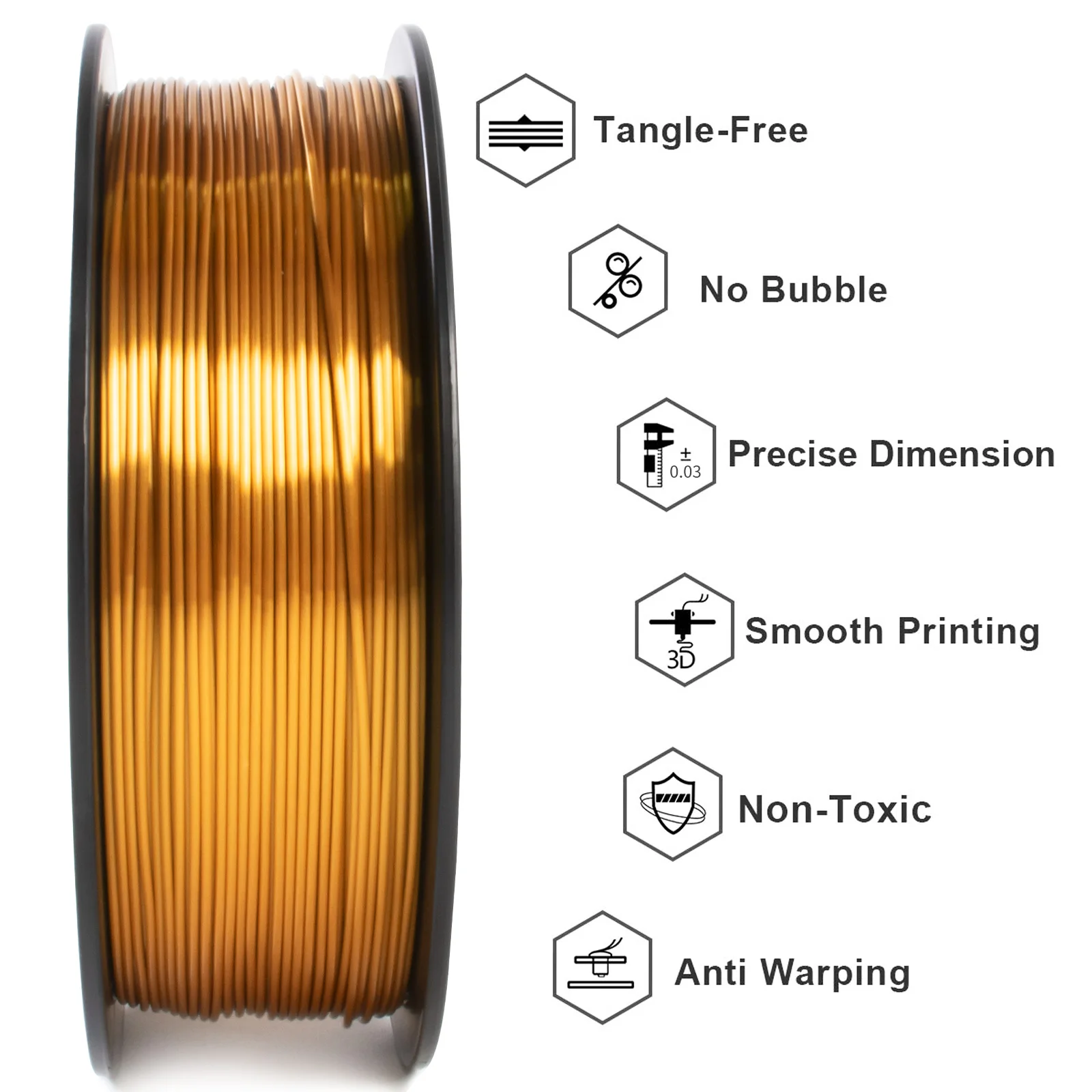 GEEETECH 5Rolls 3D Silk PLA Filament 1Kg/roll 1.75mm Spool Wire For 3D Printer Material, Safety, Vacuum Packaging gallery 3