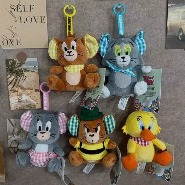 Porte-clés poupée en peluche Tom et Jerry, mignon, personnage de dessin animé Kawaii, sac à dos d'étudiant, cadeau décoratif, jouets de noël, cadeaux