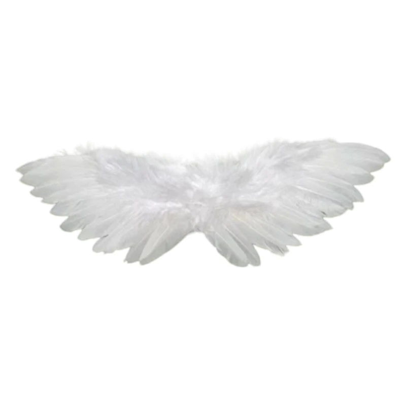 Soft Plush Black Costume Accessory Funny Feathered Wing with Comfortable Straps for Party and Performances Gear 87HA