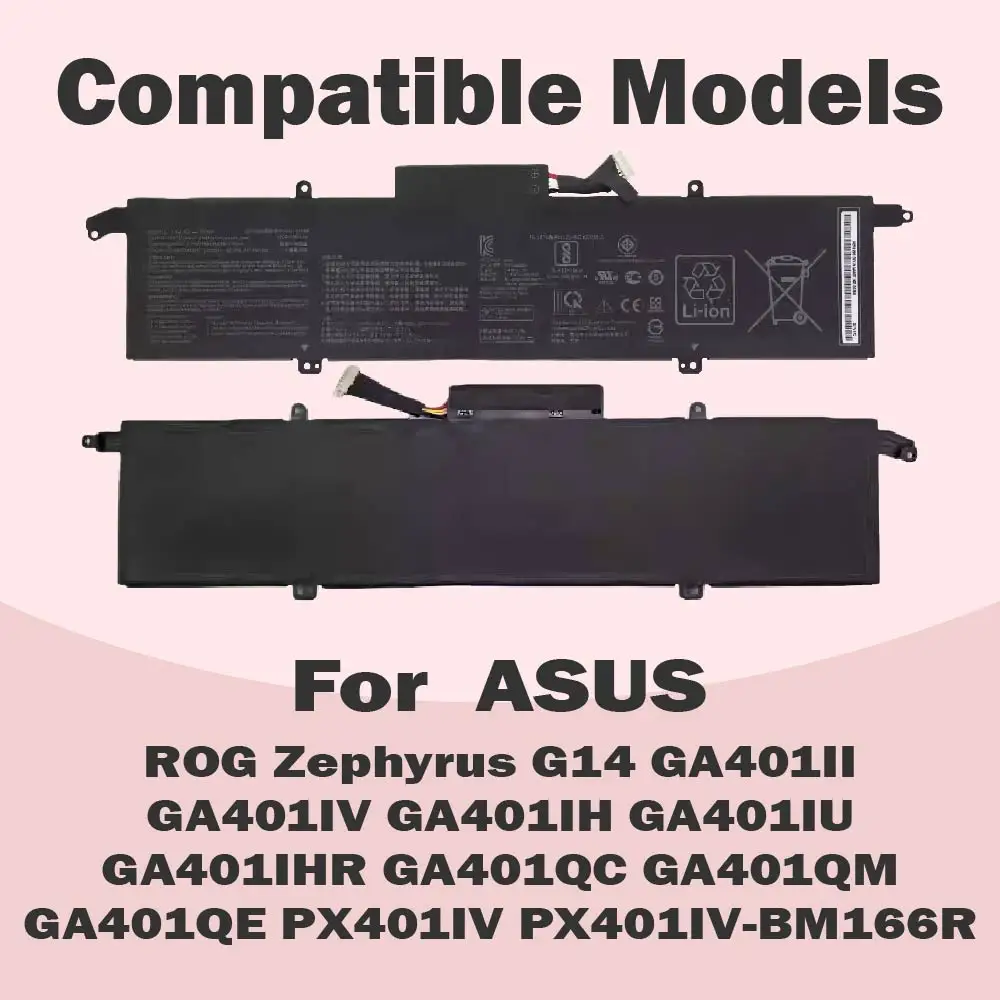 C41N1908 75Wh Battery Replacement for Asus ROG Zephyrus G14 GA401II GA401IV GA401IH GA401IU GA401IV GA401IV-BR9N6 GA401Q