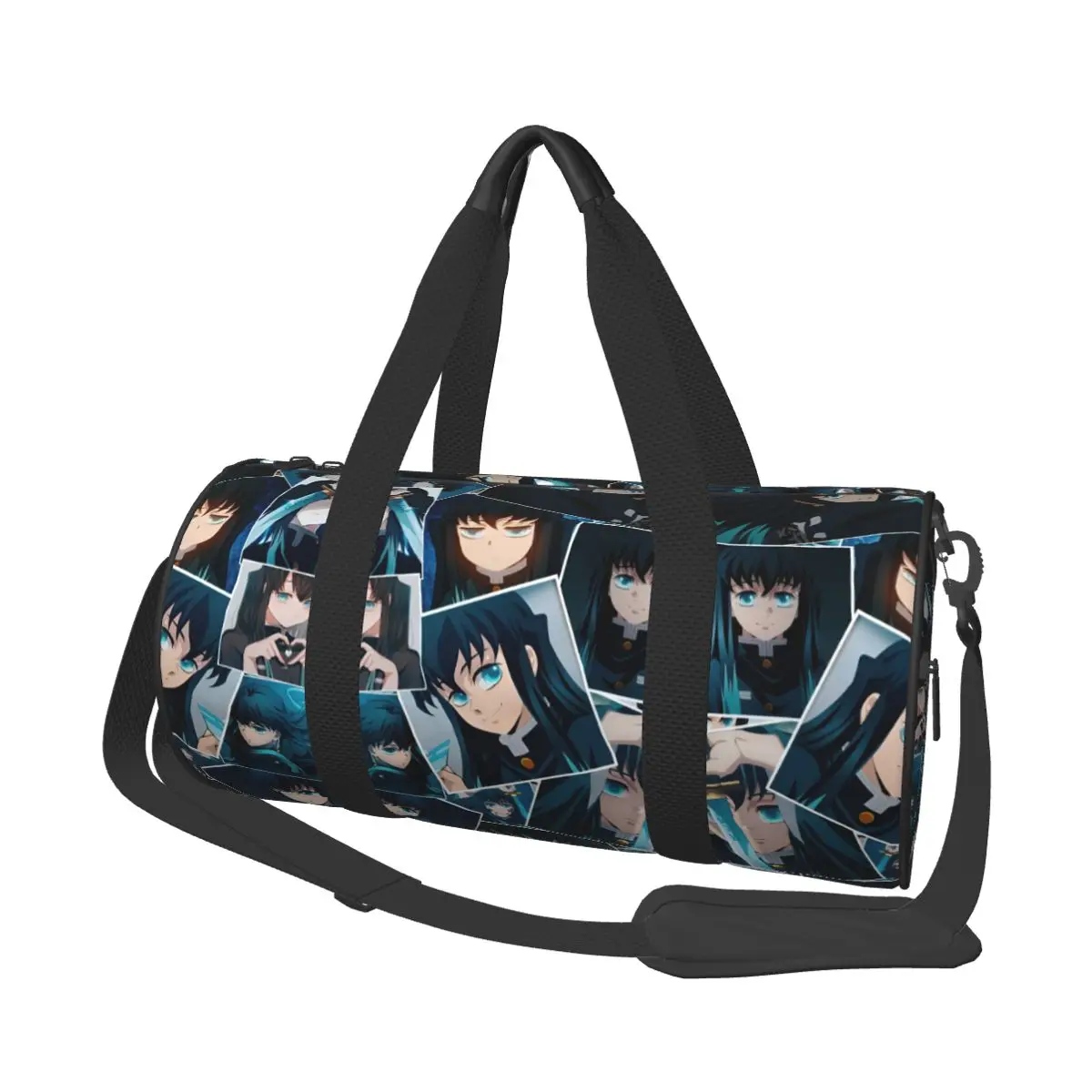 Muichiro Tokito D-Demon S-Slayer Weekend Gym Yoga Luggage Bags Sport Duffle Bag Round Large Capacity Travel Duffel Bag