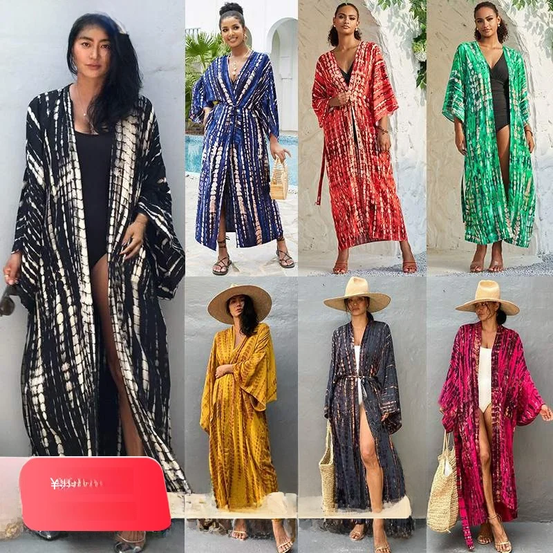 

Loose Bikini Cover up Beach Coat Women's Vaion Loose Dyed Beach Outerwear Swimming Suit Top Other Brand Sportswear