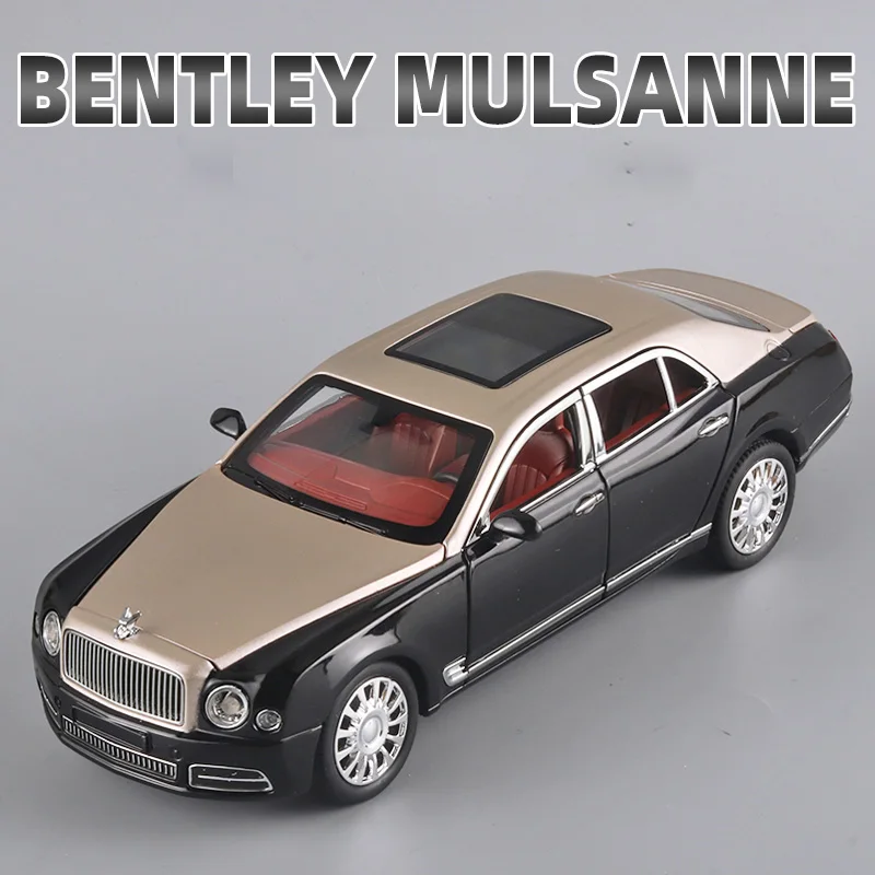 1:24 Bentley Mulsanne GT Alloy Model Car Toy Diecast Metal  Sound and Light Vehicle Simulation Collection Toys For Children Gift