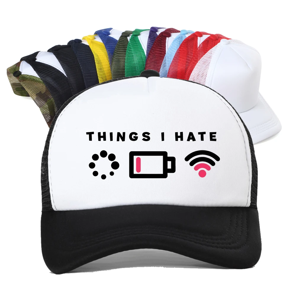 Things I Hate I Need WIFI Computer Geek Gaming Gamer Baseball Cap Men Casual Streetwear Adjustable Mesh Trucker Hat