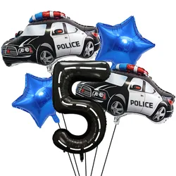 5pcs Police Theme 0-9 Number Balloon Set Boys 5th Police Theme Birthday Party Decoration Supplies Kids Favor Gifts