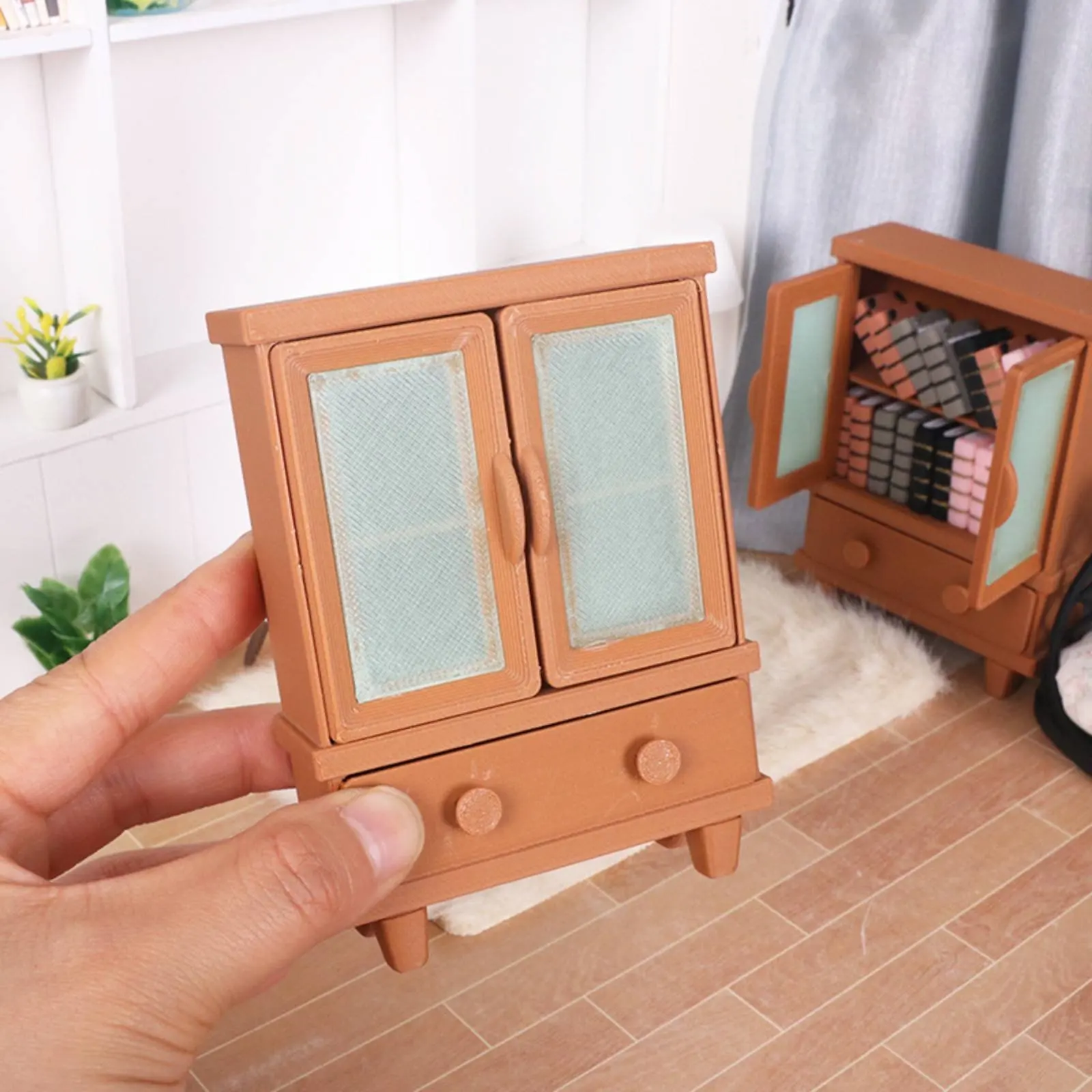 

Миниатюрный шкаф для хранения с функциональными дверцами и выдвижным ящиком, модель мини-шкафа, гардероб для кукольного домика, игрушка для игровых домиков, реквизит для фотосъемки