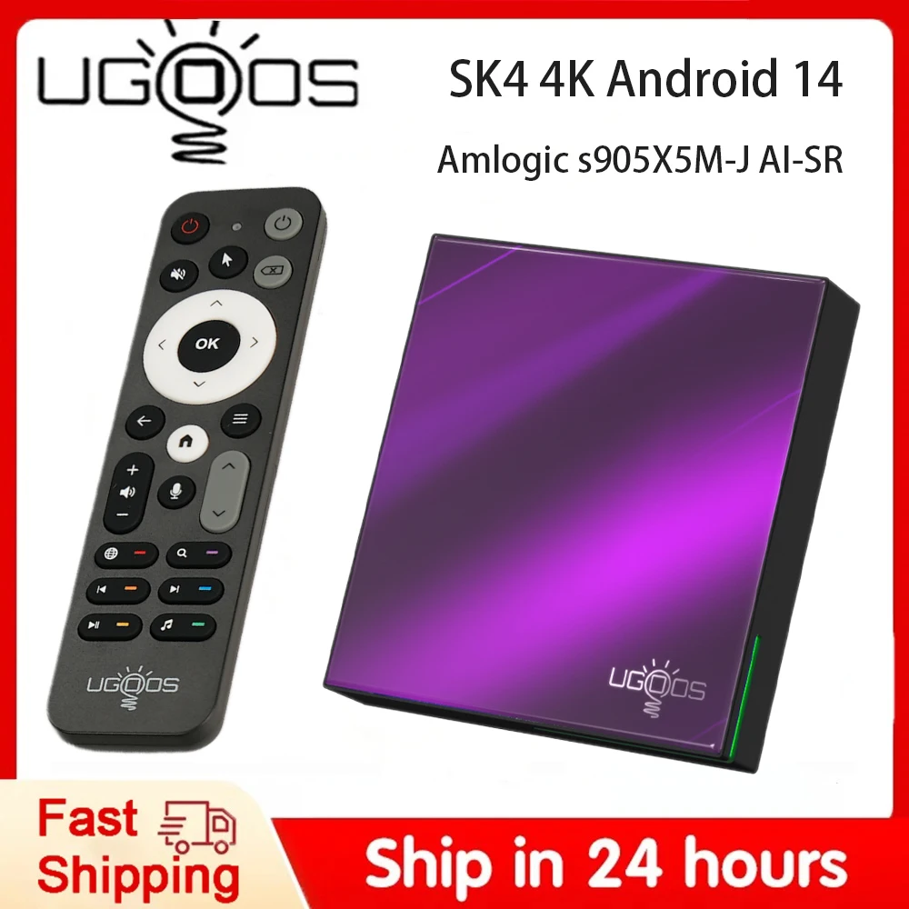 UGOOS SK4 صندوق التلفزيون الذكي أندرويد 14 Amlogic S905X5M-J BT5.4 LPDDR4 4G 64G AI-SR AV1 HDR 10 + دعم Dolby Audio Set Top Box #6