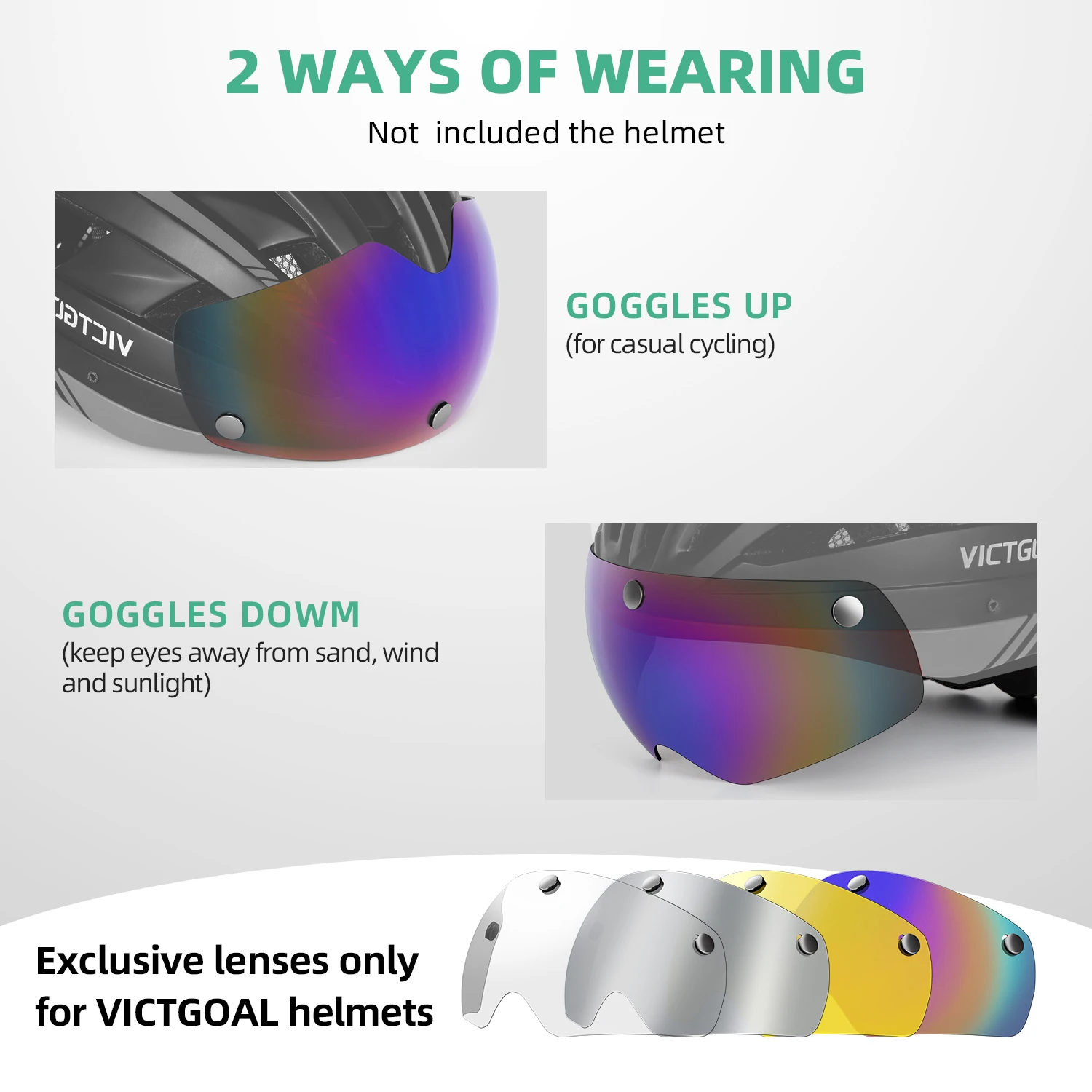 VICTGOAL Bike Helmet Photochromic Lens Magnetic Lenses for Men Bicycle Goggles Sports Sunproof Glasses MTB Cycling Accessories