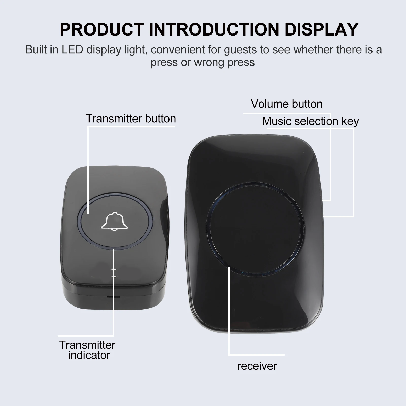 1 مجموعة كبار السن الذعر زر الاتصال اللاسلكي مقدم الرعاية النداء ABS دائم نظام الاتصال اللاسلكي 300 متر المدى الجرس للمنزل التمريض