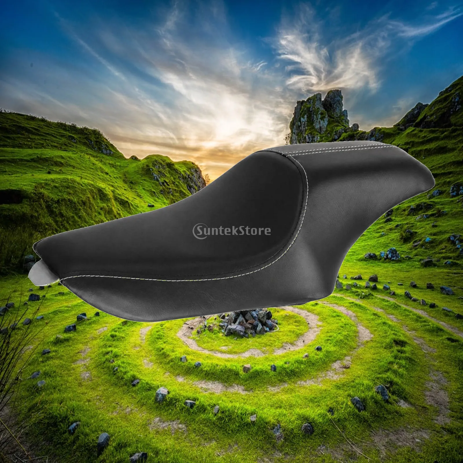 One-Piece Motorcycle Seat Synthetic Leather Contoured Motorcycle Seat Saddle Easy to Install Parts Aftermarket