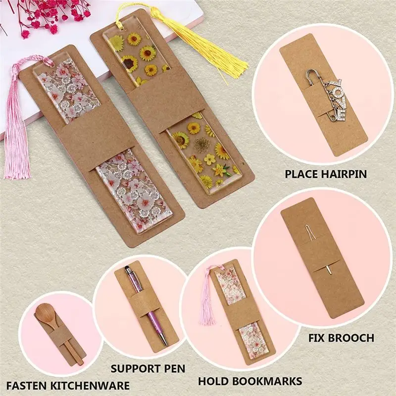 REST 70 Pieces Bookmark Sleeves Bookmark Holder DIY Resin Bookmarks Blank Display Cards for Bookmark Gift Wrapping