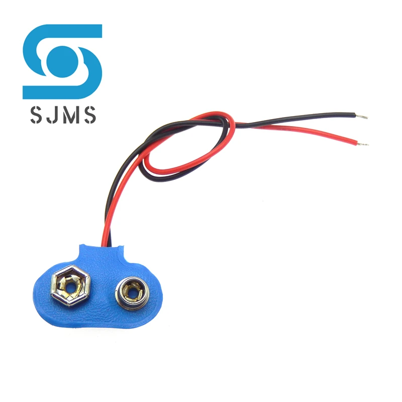 5Pcs T-Type 9V Battery Snap Connector clip Lead Wires holder T type Black Red Cable Connectors 15CM for Arduino DIY Blue