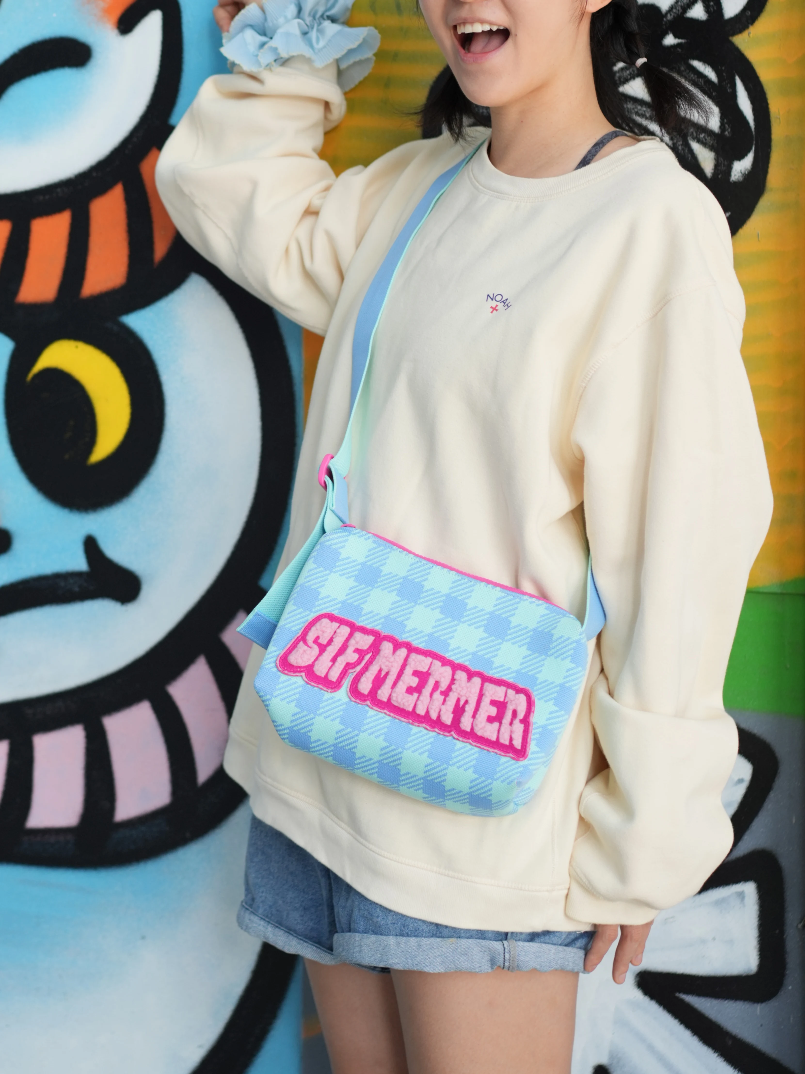 SIF Store New Autumn Winter Knitted 3D Embroidery Letter Color Block Plaid Crossbody Single Shoulder Women's Bag Casual Simpl...