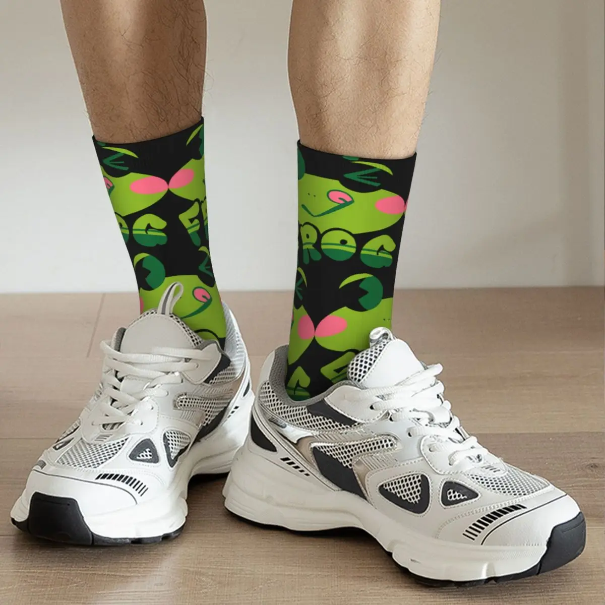 Funny Happy Men's compression Socks Sanrio Vintage Harajuku kero kero keroppi Hip Hop Novelty Casual Crew Crazy Sock Gift image 6