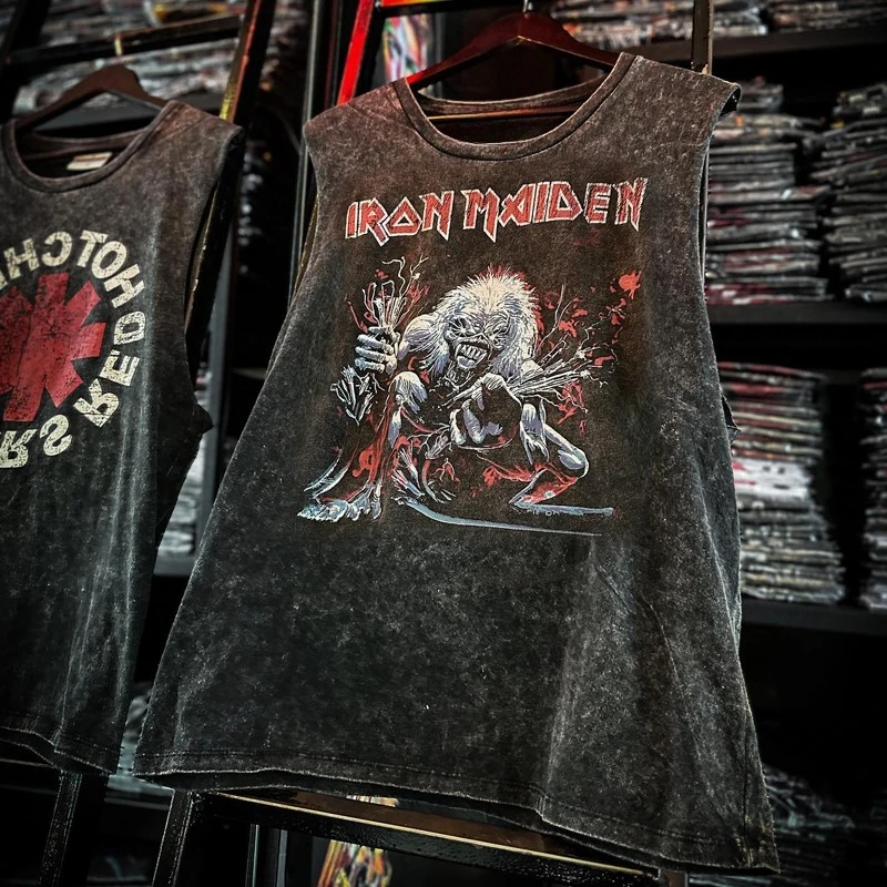 Men's Vintage American Rock Band Printed Washed Vest Sports T Shirt Sleeveless Tee Hip-Hop Gym Clothing Tank Tops Summer 2025 image 4
