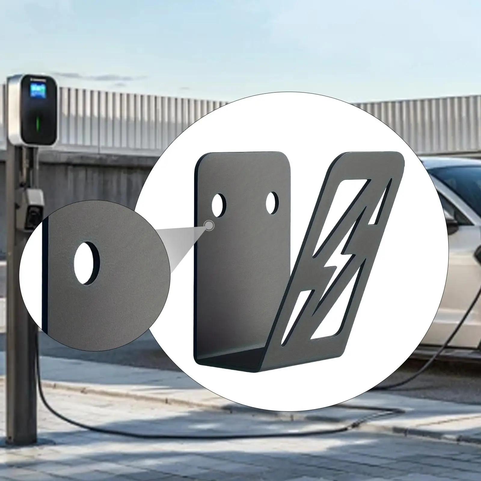 Wall Mounted EV Charger Cable Holder Heavy Duty Iron Hanger Electric Car Cord Organizer for Home Charging