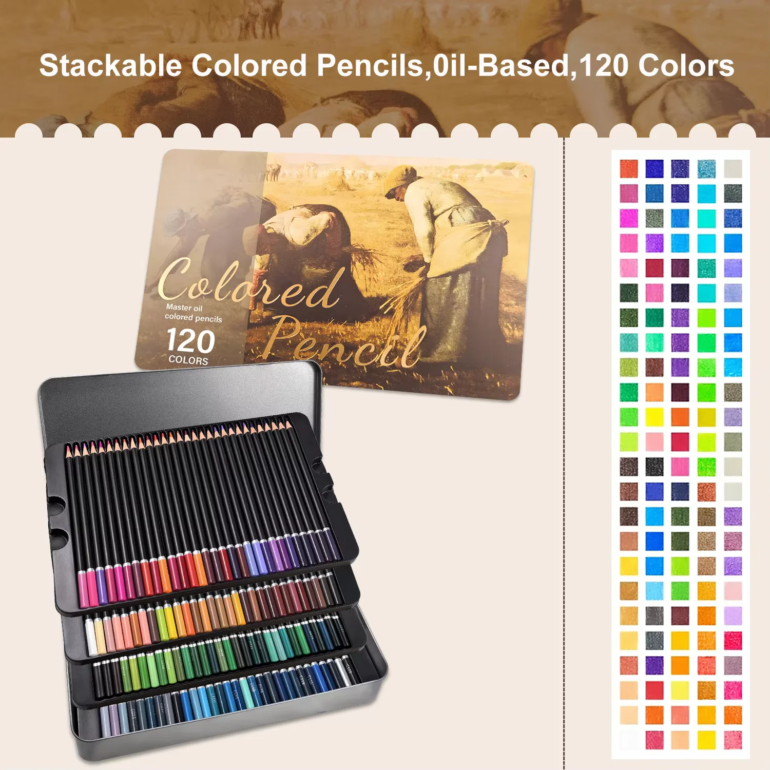 48/72/120/180 Pro oily/Watercolor colored pencil set,soft lead,multiple colors,vibrant colors,smooth writing,for adults coloring