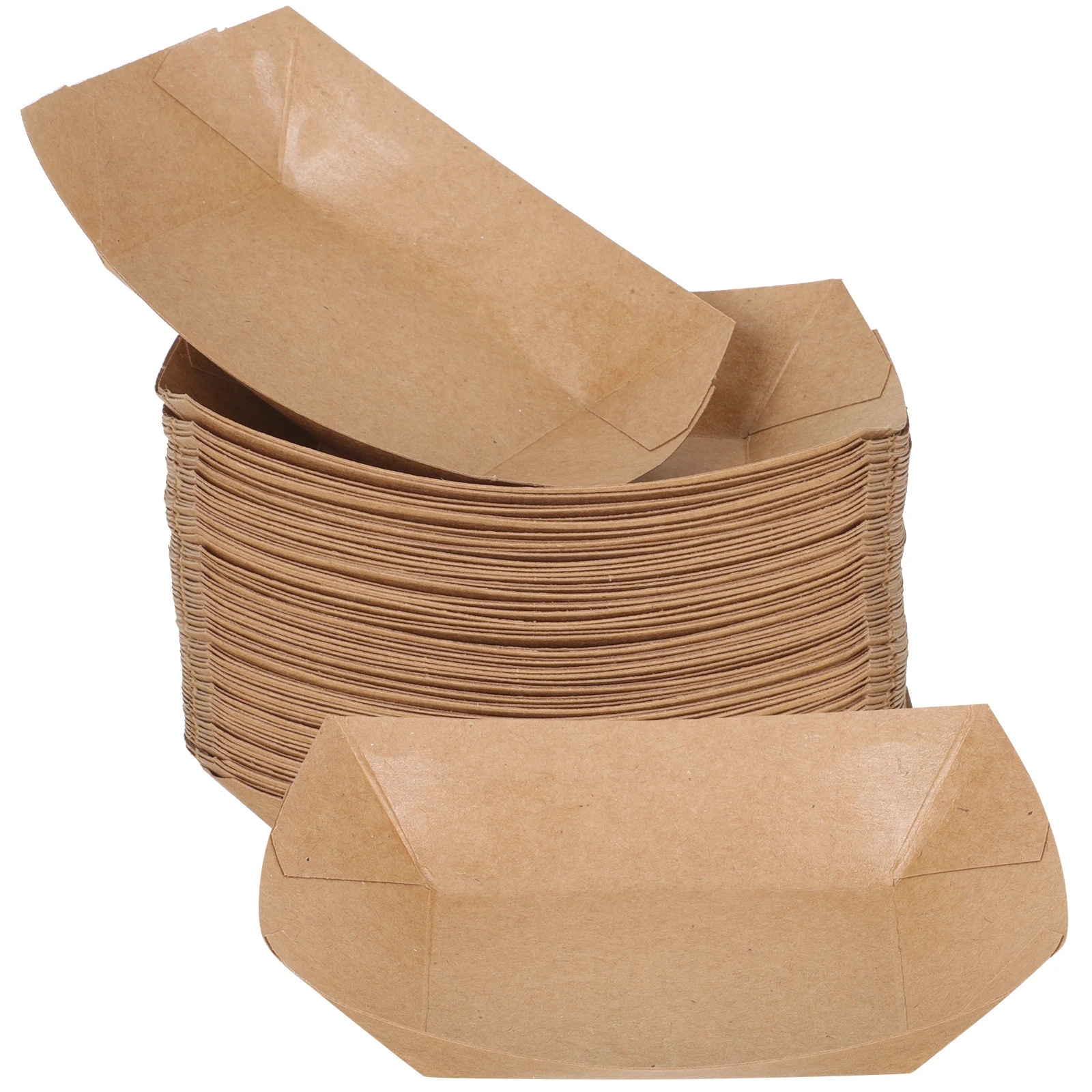 

250pcs Boat Type Folding Boxes Small Food Packaging Takeout Containers Oil Proof Paper Snack Box Fry Holder Party Supplies