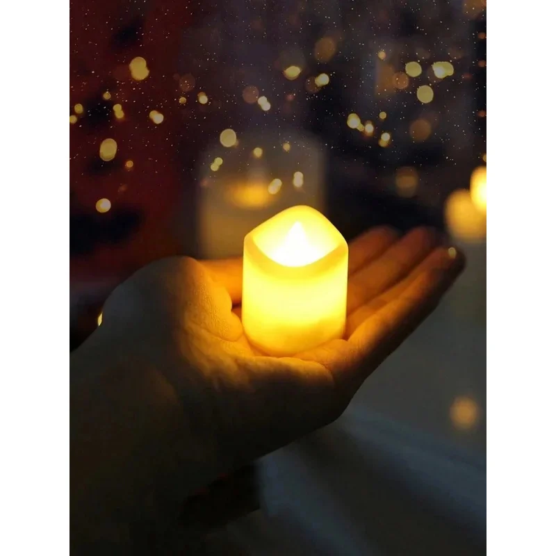 Flickering LED ivory electronic candle, flameless tealight, battery operated, ideal for weddings