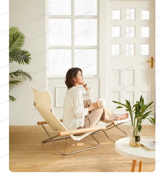 Simple Canvas Sofa Recliner  Balcony Household Lazy Outdoor Leisure Beach Chair Folding Chair view 3