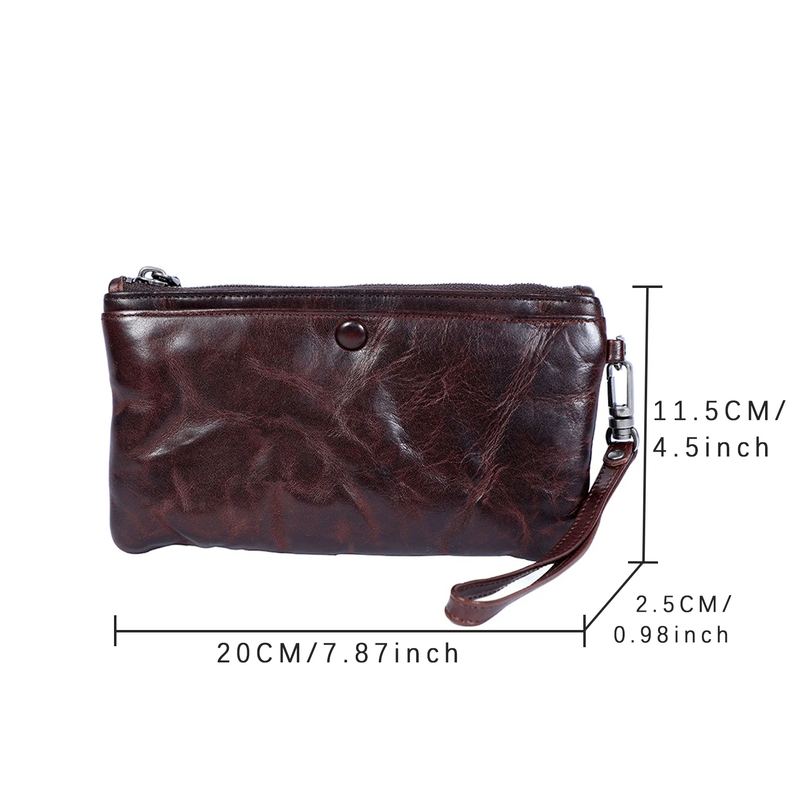 S.WORKER Klassische Geldbörse aus Vollnarbenleder für Herren, Echtleder-Clutch mit großer Kapazität und Kartenhalter. – Detail 3