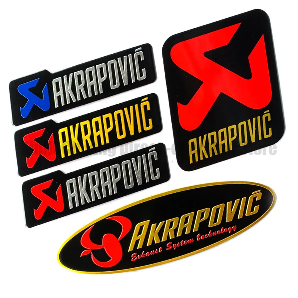 For Akrapovic Exhaust Pipe Metal Aluminum Label Stickers Motorcycle Scooter Dirt Bike Modification Parts Decor Decals
