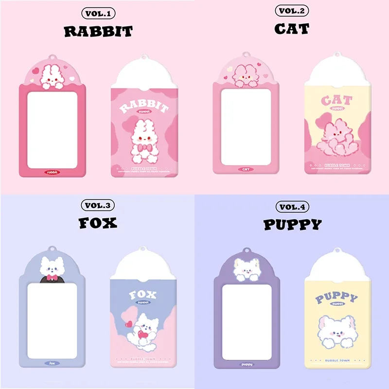 Ins Cute Animal Series Photocard Holder Keychain Kpop Idol Photo Sleeve ID Card Cover Student Bag Pendant Gift For Kpop Fans