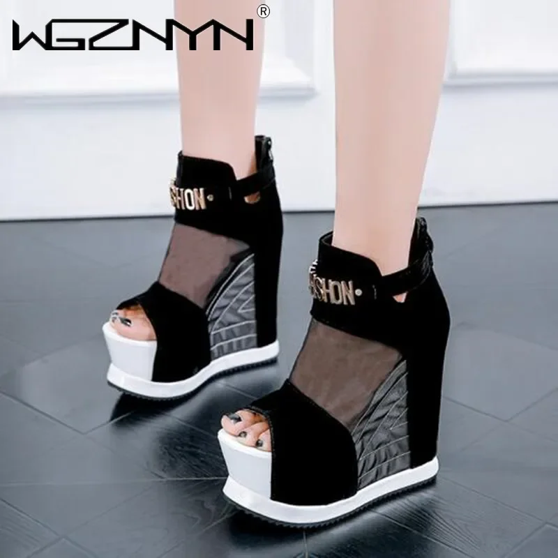 Luxury Women Sandals Summer Platform Wedges Shoes Woman High-Heeled 13cm Fashion Adjustable Buckle Strap Ladies Shoe Comfortable