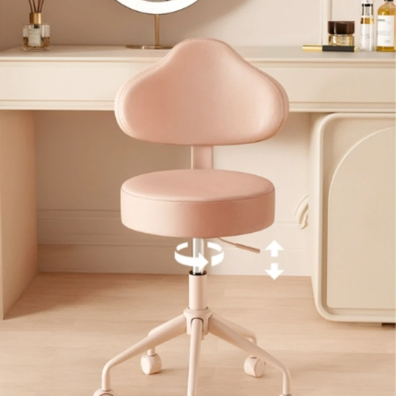 

Adjustable Rotating Bar Stool, Wheeled Backrest Beauty Chair, Study High Stool, Comfortable Makeup Counter Chair Multi-Use